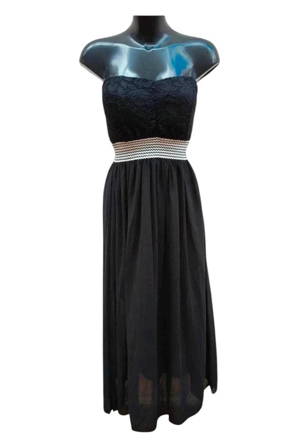 Vestido largo negro palabra de honor – Talla M/L 💜